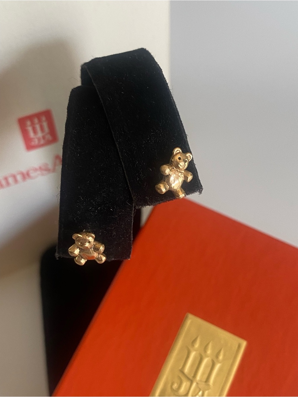 ⭐️JAMES AVERY⭐️Retired/Rare Teddy Bear Stud Earrings in 14K Yellow Gold - EUC